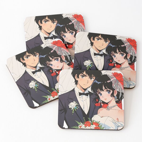 Item preview, Anime Wedding Couple Retro Style Romantic Illustration designed and sold by RadiantGraphics.
