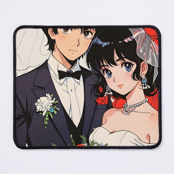 Item preview, Anime Wedding Couple Retro Style Romantic Illustration designed and sold by RadiantGraphics.