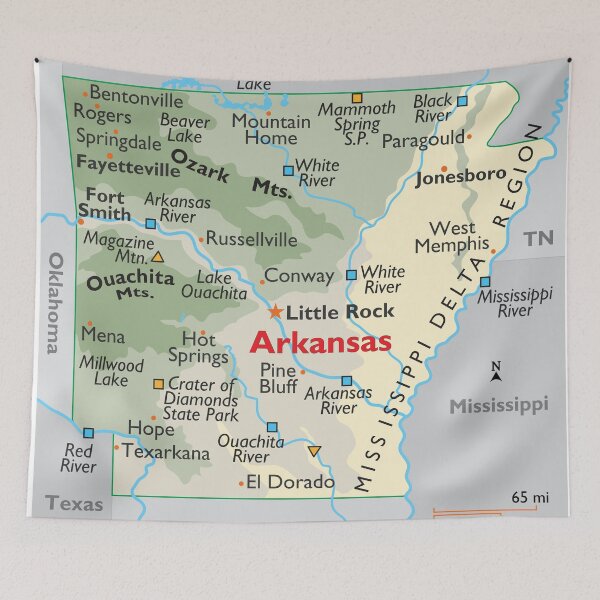 Item preview, Arkansas Map – Mountains, Rivers & Cities designed and sold by WorldAtlas.com.