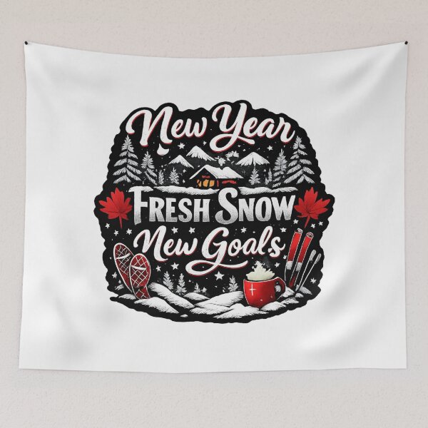 Item preview, Canadian Winter New Year – Fresh Snow New Goals | Maple Leaf, Skiing & Winter Landscape designed and sold by mocci10.