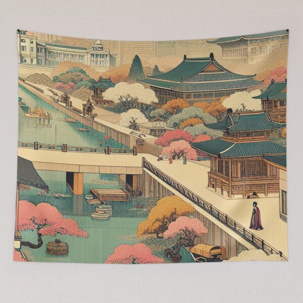 Item preview, Chandigarh Capitol Complex Ukiyo-e Japanese Style Indian Architecture Art designed and sold by Vandy Fullam.