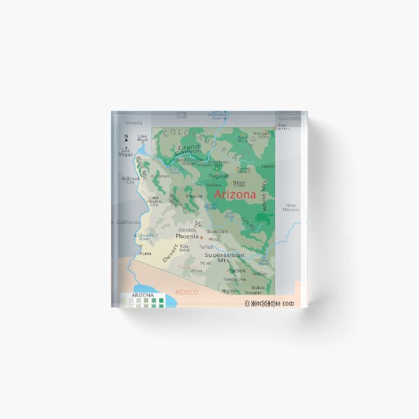 Item preview, Arizona Map – Deserts, Mountains & Rivers designed and sold by WorldAtlas.com.
