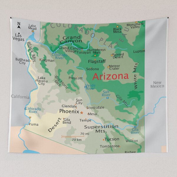 Item preview, Arizona Map – Deserts, Mountains & Rivers designed and sold by WorldAtlas.com.