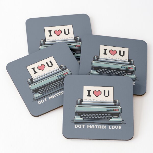 Item preview, Dot Matrix Love Pixel Art Design with I ❤️ U Message and Vintage Printer Illustration designed and sold by SplashTastic.