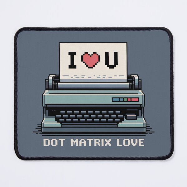 Item preview, Dot Matrix Love Pixel Art Design with I ❤️ U Message and Vintage Printer Illustration designed and sold by SplashTastic.