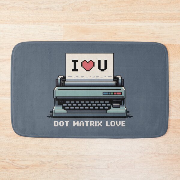 Item preview, Dot Matrix Love Pixel Art Design with I ❤️ U Message and Vintage Printer Illustration designed and sold by SplashTastic.