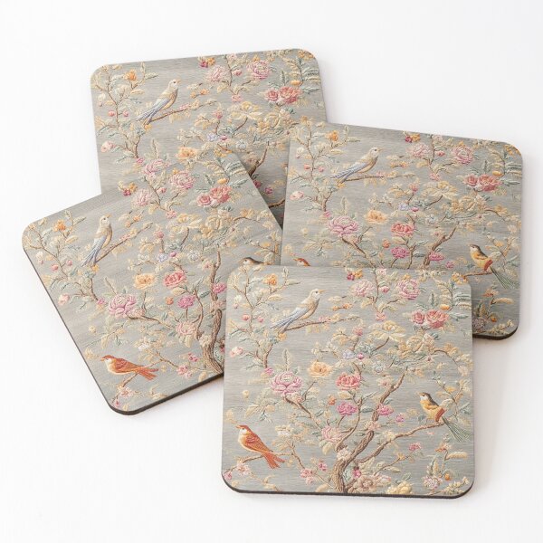 Item preview,  Pearl Gray Silk Floral Birdy Wildflowers Tree Carpet designed and sold by GrinGalore.