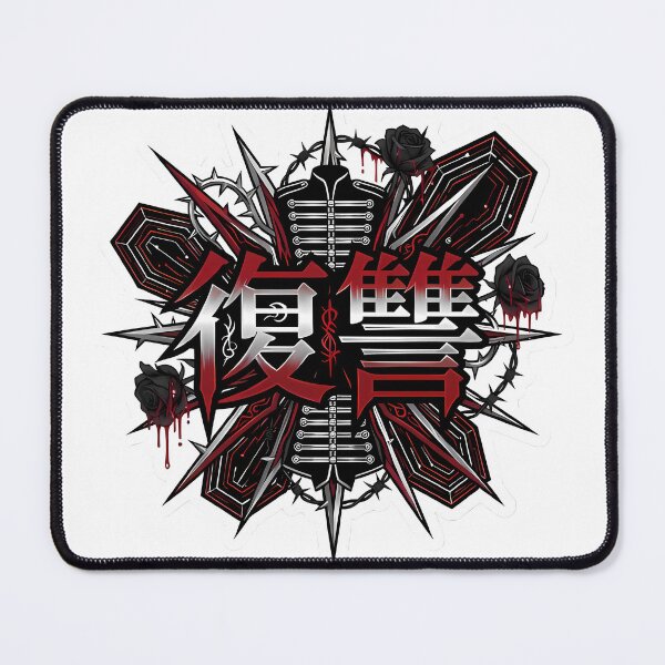 Item preview, Sweet Revenge Kanji (復讐) - Crossed Guns & Red Tie Emo design designed and sold by Doorshan.