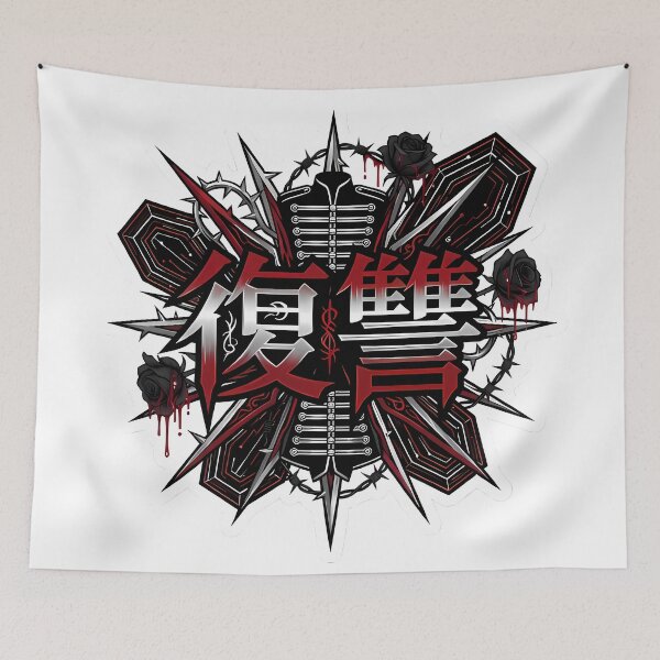 Item preview, Sweet Revenge Kanji (復讐) - Crossed Guns & Red Tie Emo design designed and sold by Doorshan.