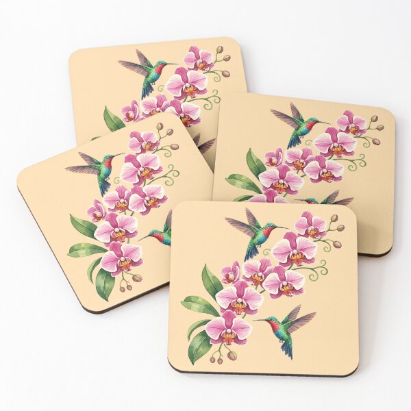 Item preview, Tropical Orchid Harmony — Dance of Hummingbirds designed and sold by Mora Atelier Designs.