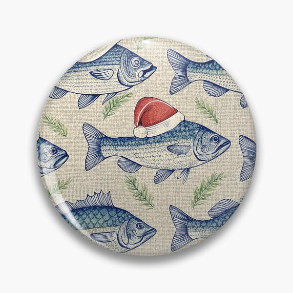 Item preview, Christmas fish pattern: Engraved border with Santa hats designed and sold by AestheticsTime.