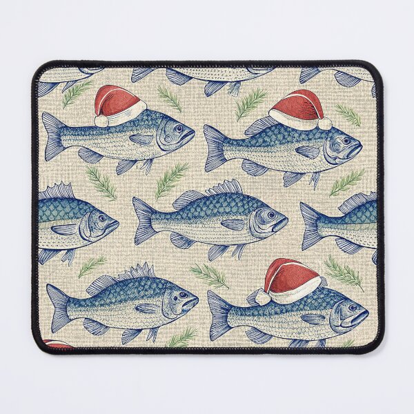 Item preview, Christmas fish pattern: Engraved border with Santa hats designed and sold by AestheticsTime.