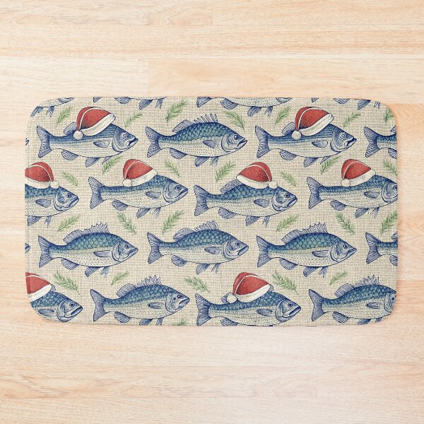 Item preview, Christmas fish pattern: Engraved border with Santa hats designed and sold by AestheticsTime.