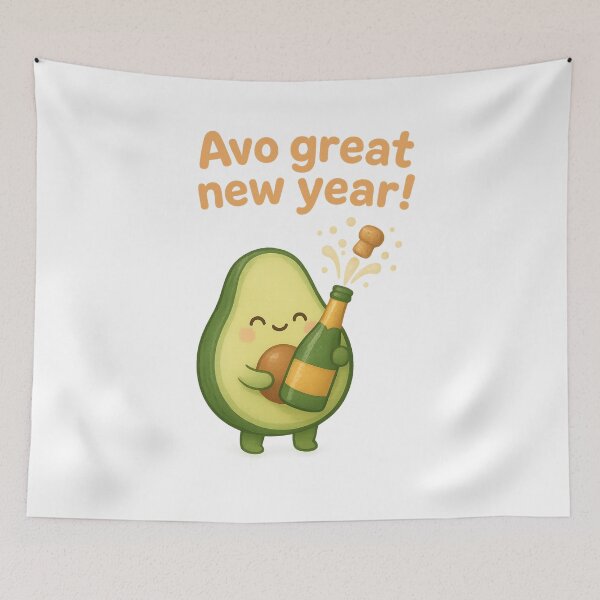 Item preview, Cute Avocado Popping Champagne - Avo Great New Year | New Year Celebration designed and sold by Moons Studio.