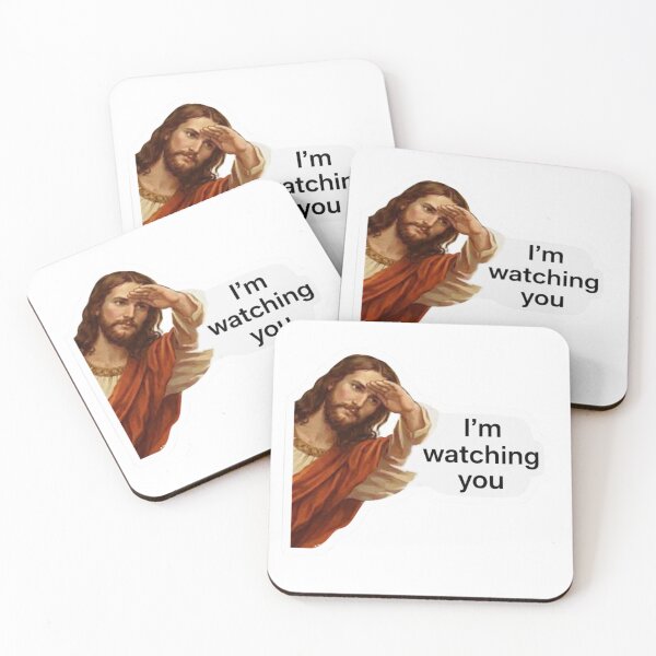 Item preview, Funny Jesus Sticker – I'm watching you Meme, Christian Humor Art designed and sold by PatternFly.