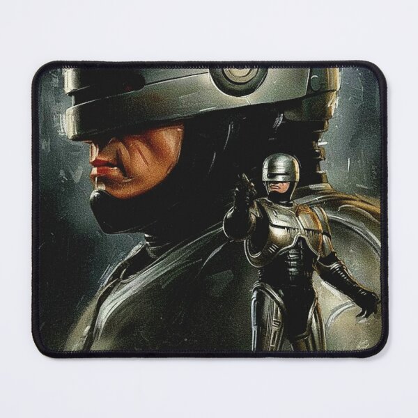 Item preview, Silver Chrome Cyborg Armor Art | Cyberpunk Future Police Painting | Dystopian Justice Sci-Fi Poster designed and sold by Art's Diner.