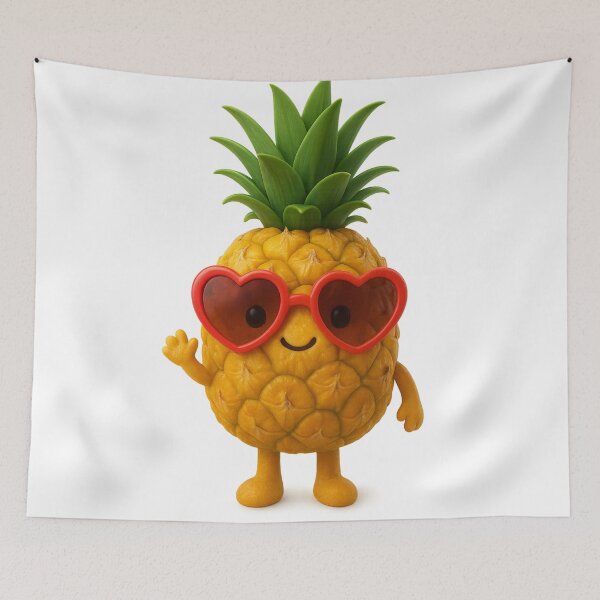 Item preview, Cute Pineapple with Heart Sunglasses | Kawaii Summer Fruit Art designed and sold by Moons Studio.