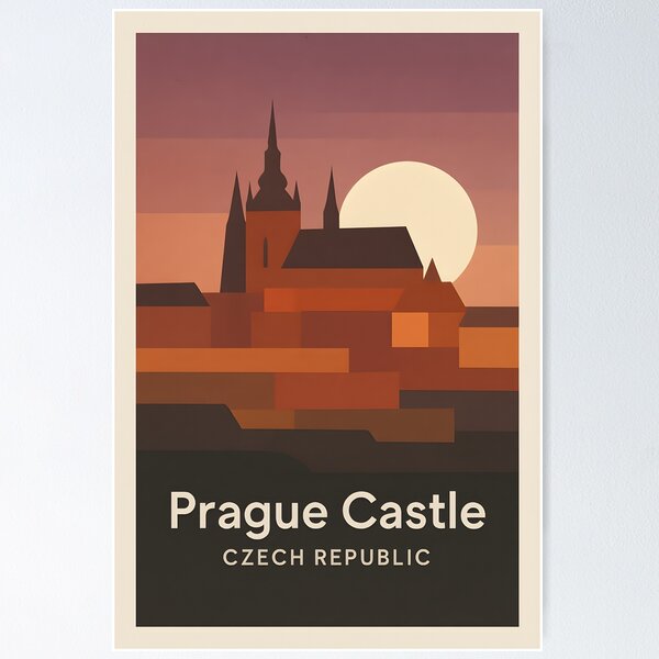 Item preview, Prague Castle Gradient Vista Poster - Glowing Low Sun designed and sold by Cosmopolis.