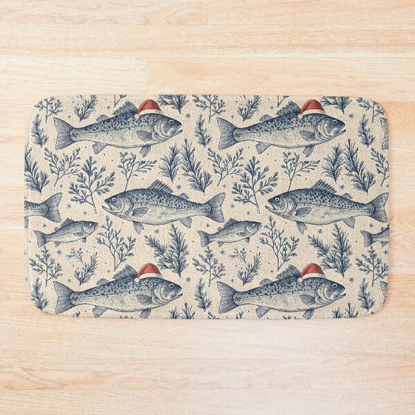 Item preview, Christmas fish pattern: Engraved border with Santa hats designed and sold by AestheticsTime.