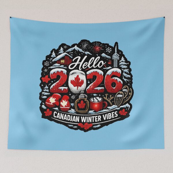 Item preview, Hello 2026 Canadian Winter Vibes – Maple Leaf, Snow & New Year Canada designed and sold by mocci10.