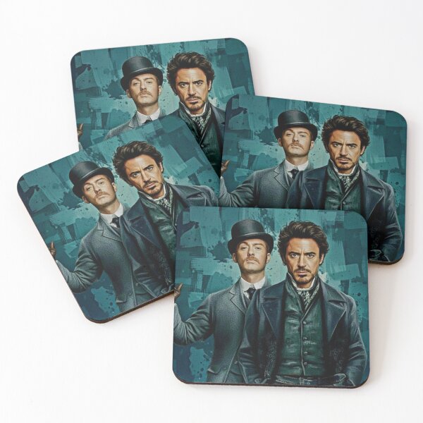 Item preview, Victorian Mystery Duo Art | Classic Detective Waistcoat Painting | Teal Textured Background Action Poster designed and sold by Art's Diner.