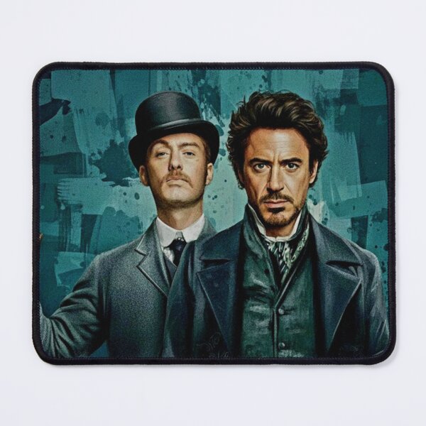 Item preview, Victorian Mystery Duo Art | Classic Detective Waistcoat Painting | Teal Textured Background Action Poster designed and sold by Art's Diner.