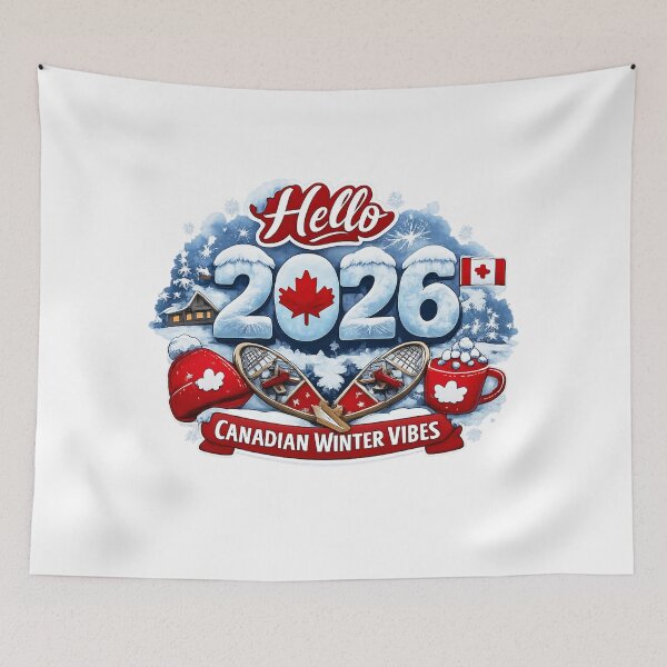 Item preview, Hello 2026 Canadian Winter Vibes – Canadian Winter New Year with Maple Leaf designed and sold by mocci10.