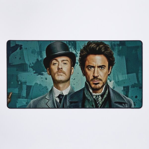 Item preview, Victorian Mystery Duo Art | Classic Detective Waistcoat Painting | Teal Textured Background Action Poster designed and sold by Art's Diner.