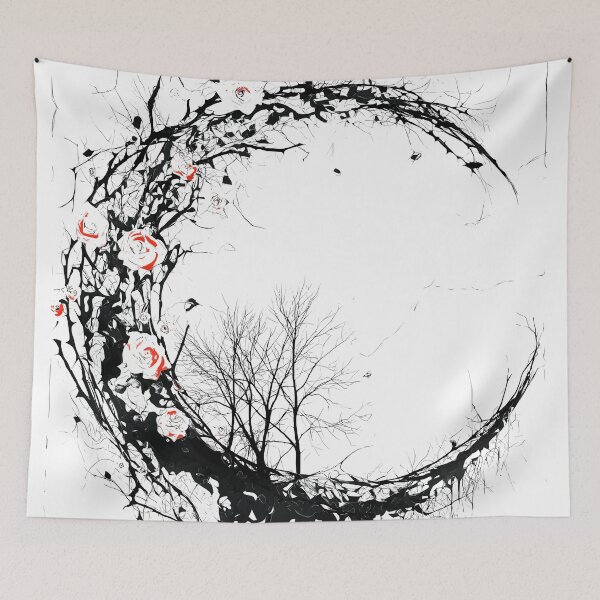 Item preview, Thorn Crescent with Roses Gothic Floral Moon designed and sold by Shoot-The-Moon.