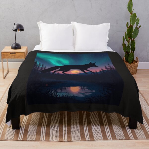 Item preview, Aurora Borealis Fox Silhouette - Northern Lights Wildlife Art designed and sold by TitanRN.