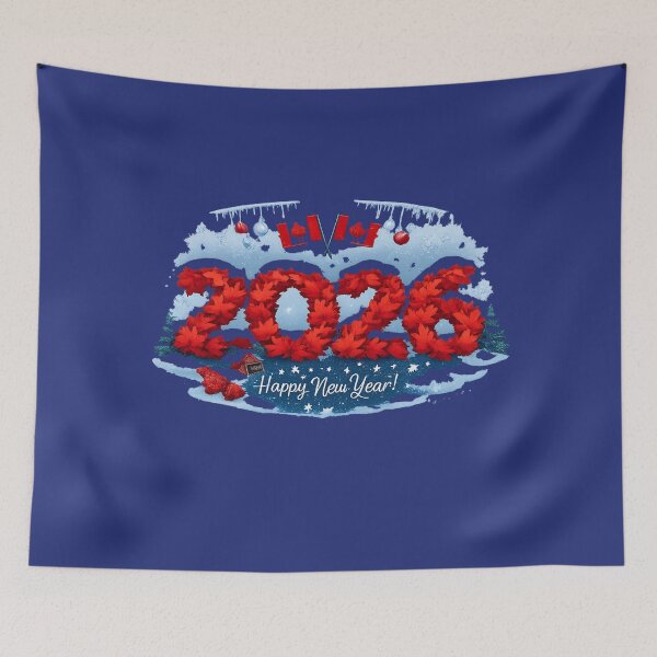 Item preview, Happy New Year 2026 Red Maple Leaves | Festive Canadian Winter Design designed and sold by mocci10.