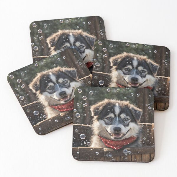 Item preview, Happy Cute Husky Type Dog in Wooden Tub designed and sold by Stephanie Laird.