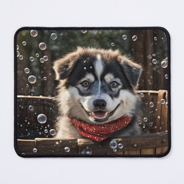 Item preview, Happy Cute Husky Type Dog in Wooden Tub designed and sold by Stephanie Laird.