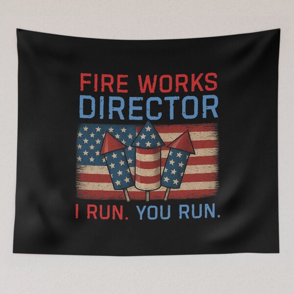 Item preview, Fireworks Director I Run You Run Vintage Patriotic Firework Humor designed and sold by flagylART.
