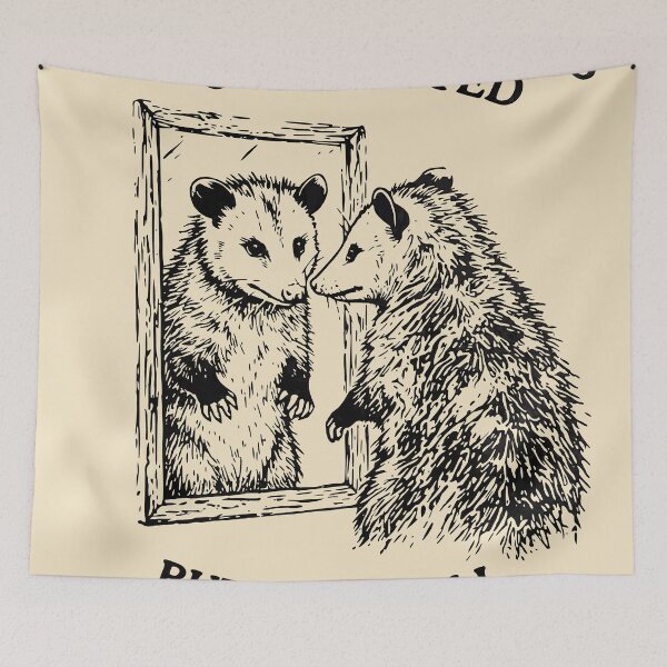 Item preview, Calculated Risk Opossum Mirror - Funny Bad At Math Meme Vintage Sketch designed and sold by ThirdEyeDesign1.