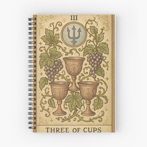 Item preview, Three of Cups Tarot Art - Grapevine & Neptune Botanical designed and sold by Artsy-With.