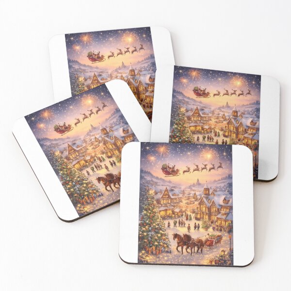 Item preview, Christmas Night Magic – Festive Winter Village Art designed and sold by kimkosovo.
