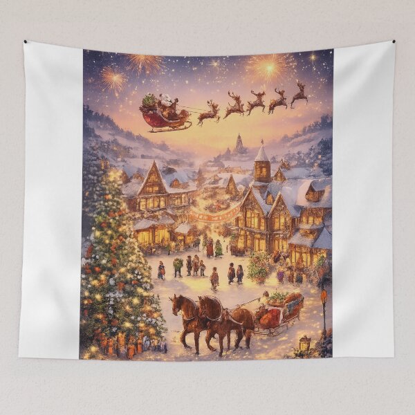 Item preview, Christmas Night Magic – Festive Winter Village Art designed and sold by kimkosovo.