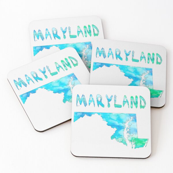 Item preview, Maryland State Silhouette - Blue & Teal Watercolor Art designed and sold by mashmosh.