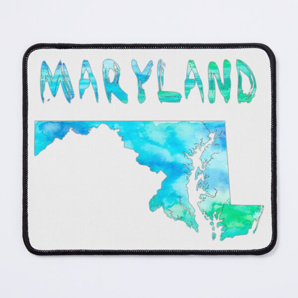 Item preview, Maryland State Silhouette - Blue & Teal Watercolor Art designed and sold by mashmosh.