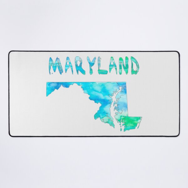 Item preview, Maryland State Silhouette - Blue & Teal Watercolor Art designed and sold by mashmosh.