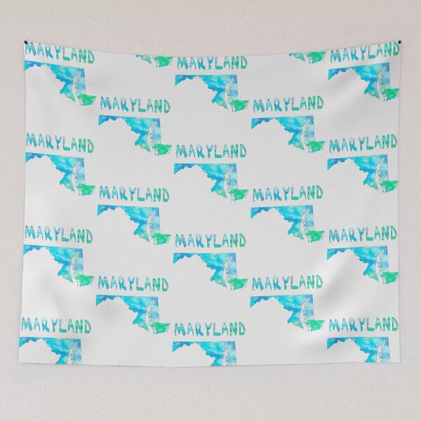 Item preview, Maryland State Silhouette - Blue & Teal Watercolor Art designed and sold by mashmosh.