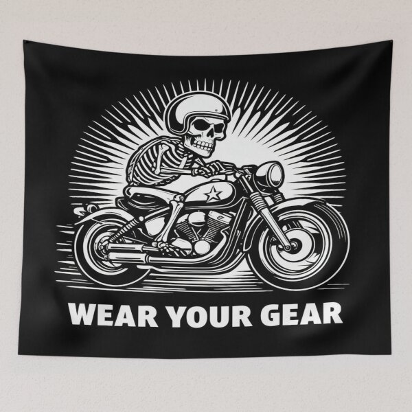 Item preview, Skeleton Motorcycle Rider Safety Art – Wear Your Gear Biker Helmet Graphic for Riders & Rebels designed and sold by Bright Nest Studio.