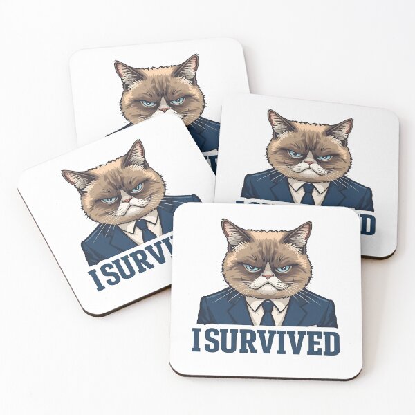 Item preview, Grumpy Business Cat - I Survived Another Meeting designed and sold by The Grumpy Pet Club.
