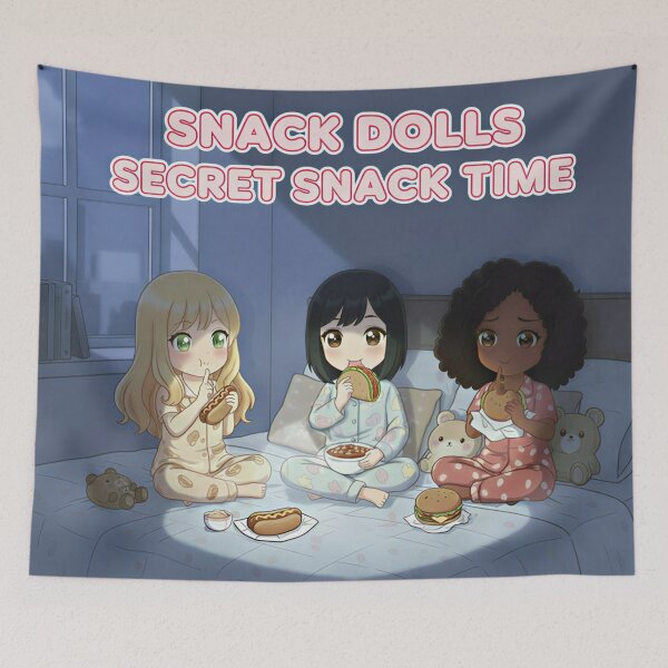Item preview, Snack Dolls Secret Snack Time - Cute Anime Girls Pajama Party Sleepover with Food designed and sold by SammyMorry.
