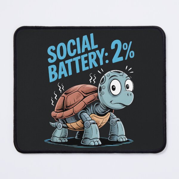 Item preview, Social Battery 2% – Introvert Robot Turtle Sarcastic Humor designed and sold by Taans-Creation.