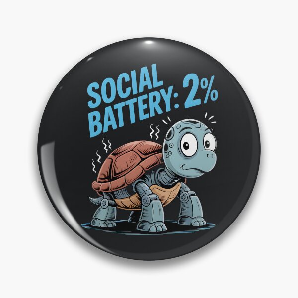 Item preview, Social Battery 2% – Introvert Robot Turtle Sarcastic Humor designed and sold by Taans-Creation.