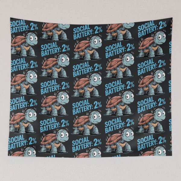 Item preview, Social Battery 2% – Introvert Robot Turtle Sarcastic Humor designed and sold by Taans-Creation.