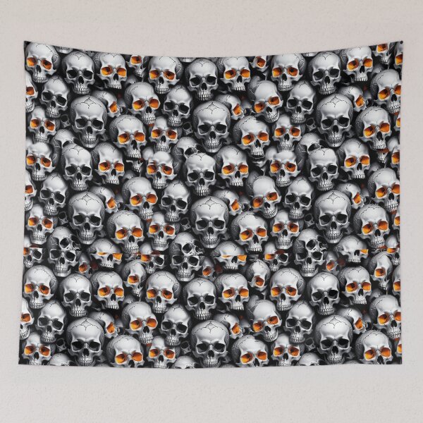 Item preview, BIG ORANGE EYED SKULL COLLAGE designed and sold by Pickle Wicked Designs.