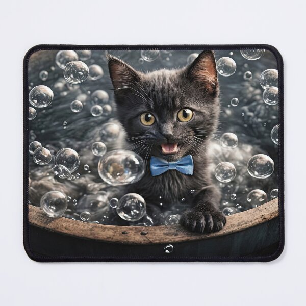 Item preview, Playful Black Kitten in Bubble Bath Wooden Tub Funny and Whimsical designed and sold by Stephanie Laird.